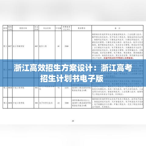 浙江高效招生方案设计：浙江高考招生计划书电子版 