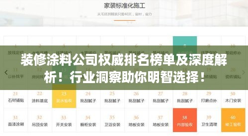 装修涂料公司权威排名榜单及深度解析！行业洞察助你明智选择！