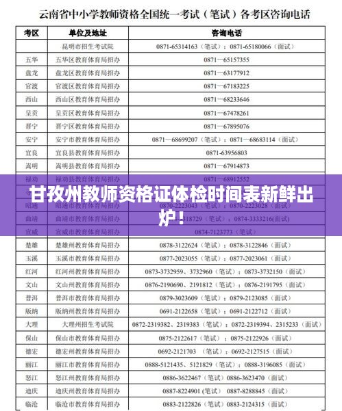 甘孜州教师资格证体检时间表新鲜出炉！