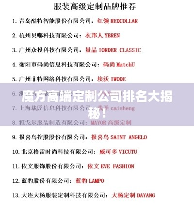 魔方高端定制公司排名大揭秘！